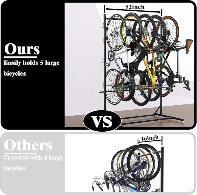 Freestanding Bike Storage Rack for 5 Bikes, Bike Racks for Home and Garage - Image 6