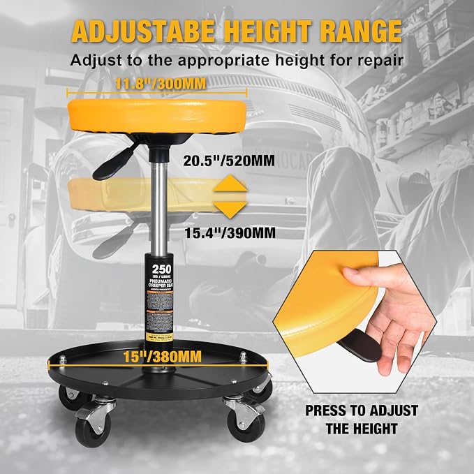 YELLOW JACKET Rolling Mechanic Stool - Image 3