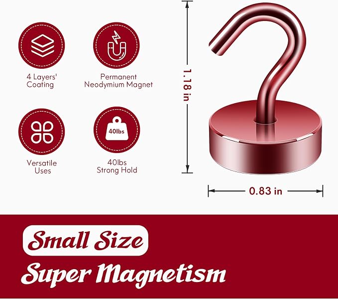 Neosmuk Magnetic Hooks, Cruise Ship Essentials, 40lb+ Heavy Duty Magnetic Hooks - Image 6