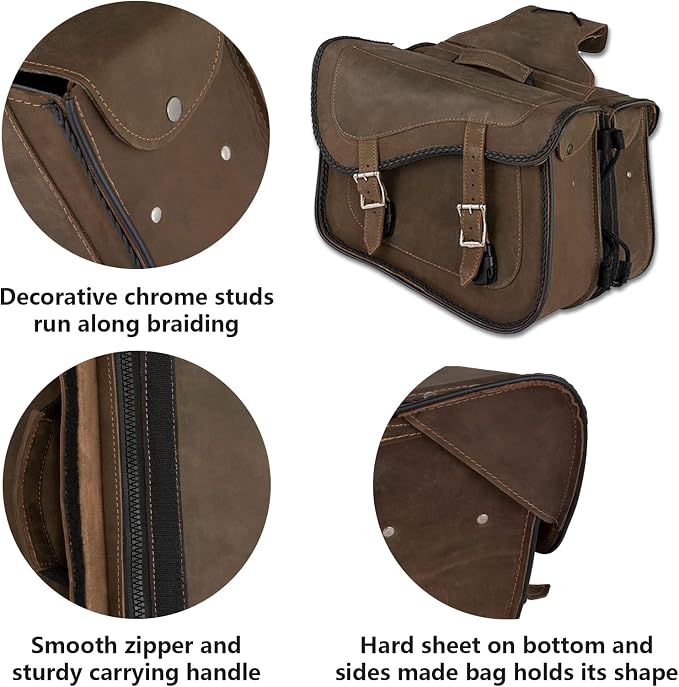 GARGOYLE BELLS Motorcycle Saddle Bags Genuine Leather Motorcycle Luggage Bag - Image 2