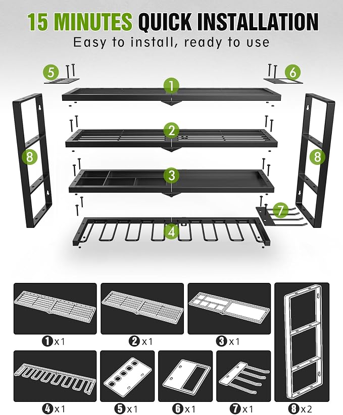 MAXIFFE 4 Layer Power Tool Organizer Wall Mount, Heavy Duty Metal Cordless Tool - Image 4