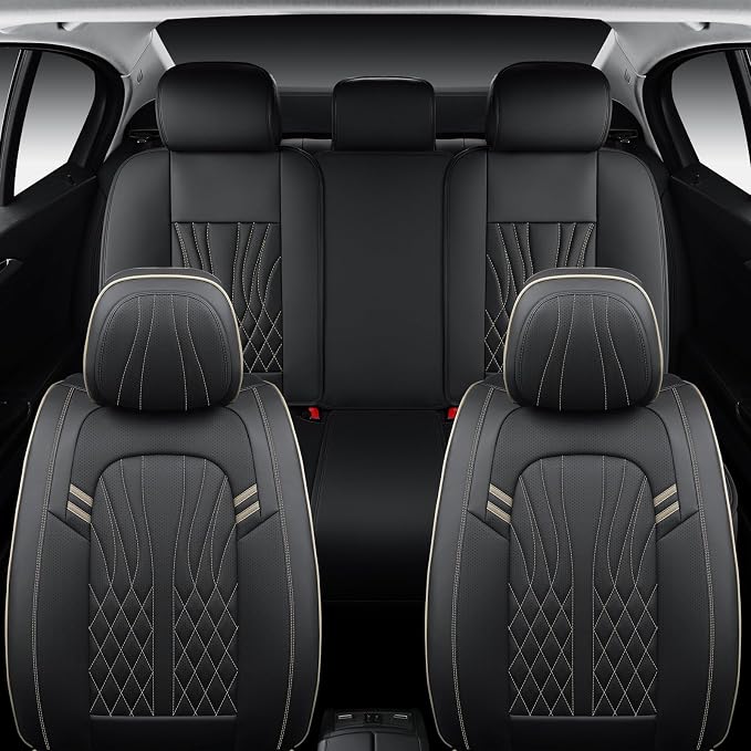 Leather Car Seat Covers 5 Pieces, Full Set Universal Seat Covers - Image 4