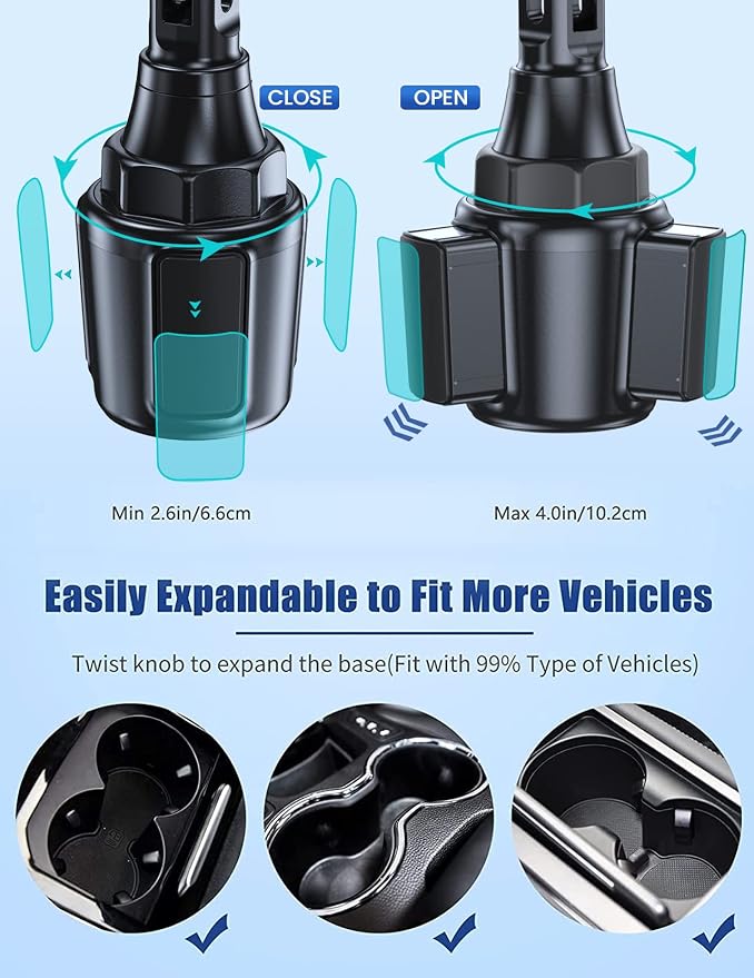 Wireless Car Charger, MOKPR 15W/10W/7.5W Cup Holder Phone Mount, Auto Clamping - Image 5