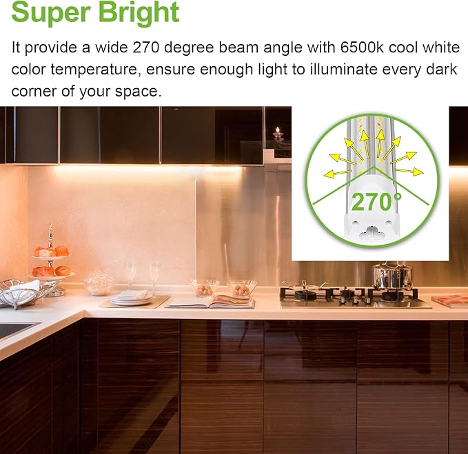 hykolity 6 Pack 4FT LED Shop Light, 6500K Super Bright White, V Shape - Image 3
