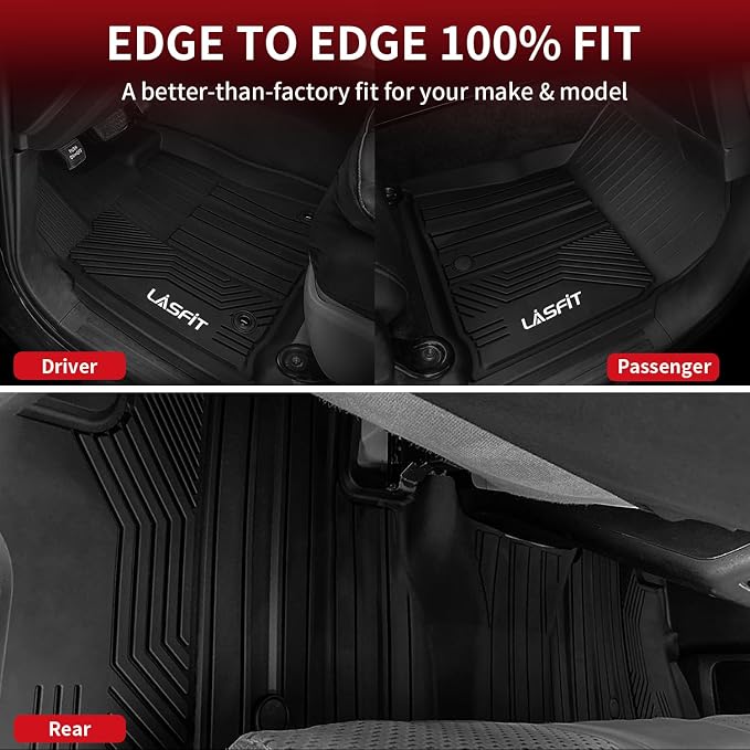 LASFIT Floor Mats for Toyota Tundra 2014-2021 CrewMax Cab, All Weather Custom - Image 8