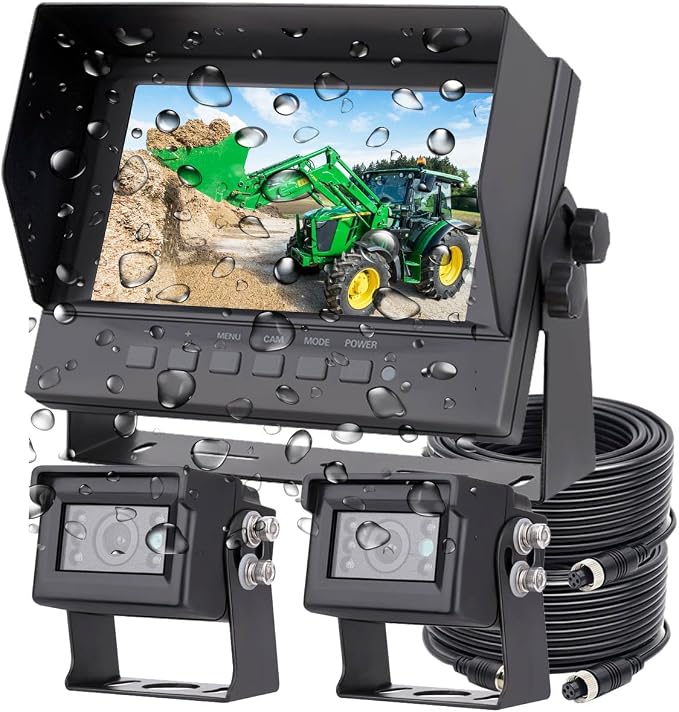 7" 1080P AHD Wired Reverse Rear View Backup Two-Camera System, Guide line by ATPTK