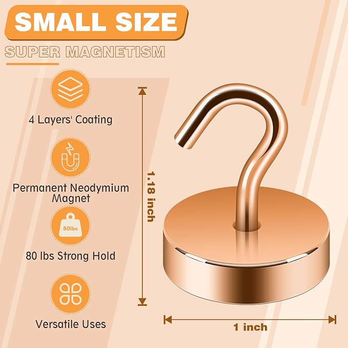 Neosmuk Magnetic Hooks, Cruise Ship Essentials, 80lb+ Heavy Duty Magnetic Hooks - Image 6