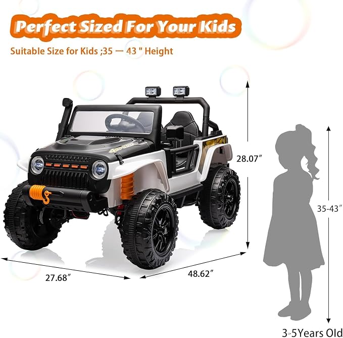 Hetoy 24V 2 Seater Ride On Car for Kids, Electric Truck - Image 2