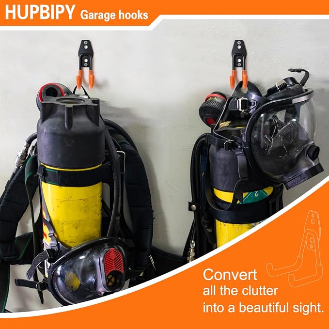 Heavy Duty Garage Hooks 6 Pack, J Shaped Hanger, Wall Mounted Storage System - Image 4