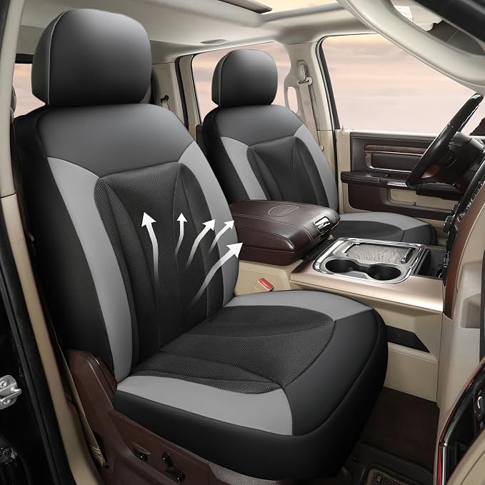 GIANT PANDA 2-Pack Front 3D Air Mesh Car Seat Covers Custom Fit Dodge Ram 1500 - Image 2