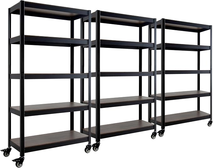 HOMEDANT House 5-Tier Metal Rolling Cart Shelf Rack Casters Heavy Duty by TheBestOrganizingSolution