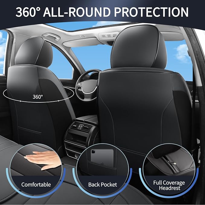 Front Car Seat Covers, Waterproof Leather Car Seat Covers, Comfortable - Image 2