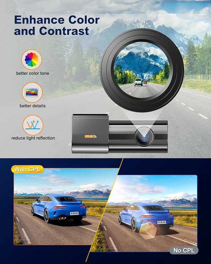 Dash Cam Front and Rear 4K, Built-in 5GHz WiFi - Image 2
