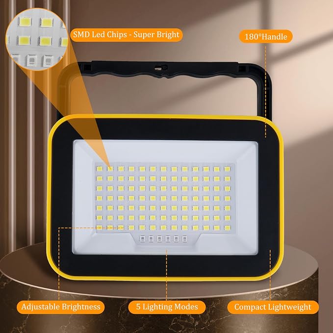 2 Pack Work Light Portable SMD LED Super Bright Rechargeable Flood Light - Image 2