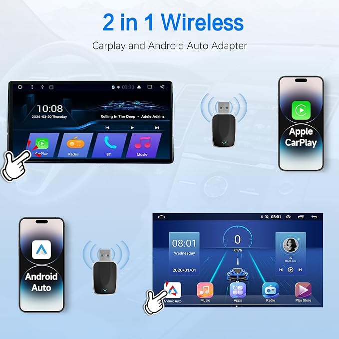 Mini Wireless Carplay Adapter, Convert Wired to Wireless Car Play & Android - Image 3