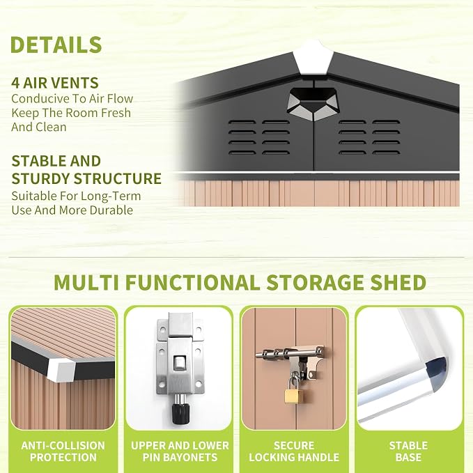 Metal Storage Shed, Outdoor Storage Building 10x8, Large Backyard Shed - Image 4