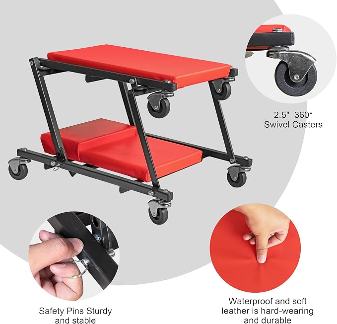 TCE 36" Rolling Foldable Automotive Creeper, 2-in-1 Garage Shop Creeper - Image 5
