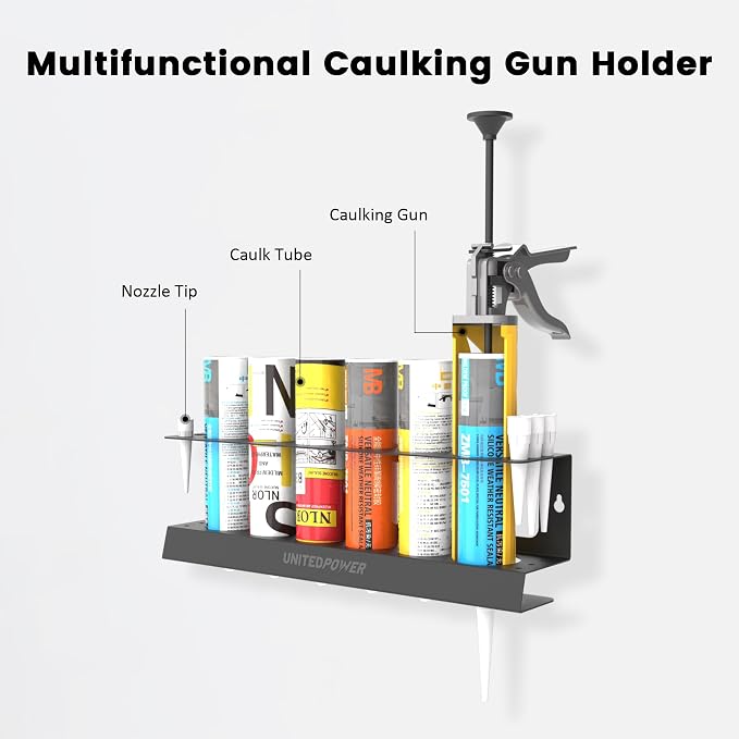 UNITEDPOWER Caulking Gun Holder, Wall Mount Hand Caulking Gun Storage Rack - Image 3