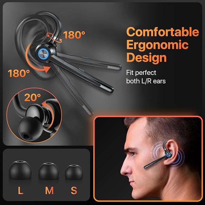 Bluetooth Headset with Microphone, V5.4 Bluetooth Earpiece with Charing Case - Image 8