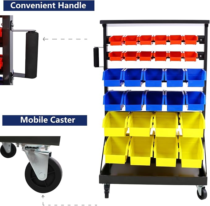 60 Parts Bin Rack Garage Storage Unit 6 Tiers System Steel Shelf - Image 6