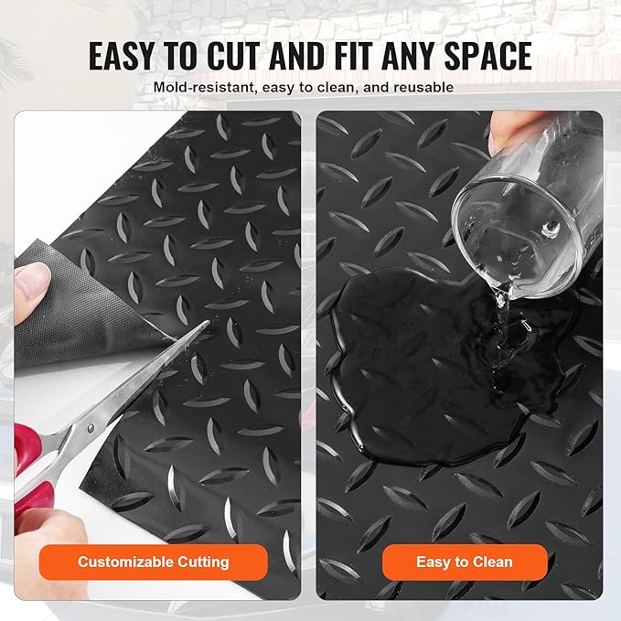 VEVOR Floor Mats, 2 Rolls x 14.7 x 3.6 Ft PVC Flooring Roll, Non-Slip Diamond - Image 5