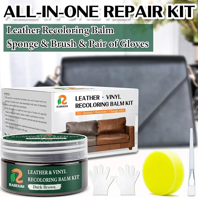 Dark Brown Leather Repair Kit, Leather Recoloring Balm – Restore & Repair Faded - Image 4