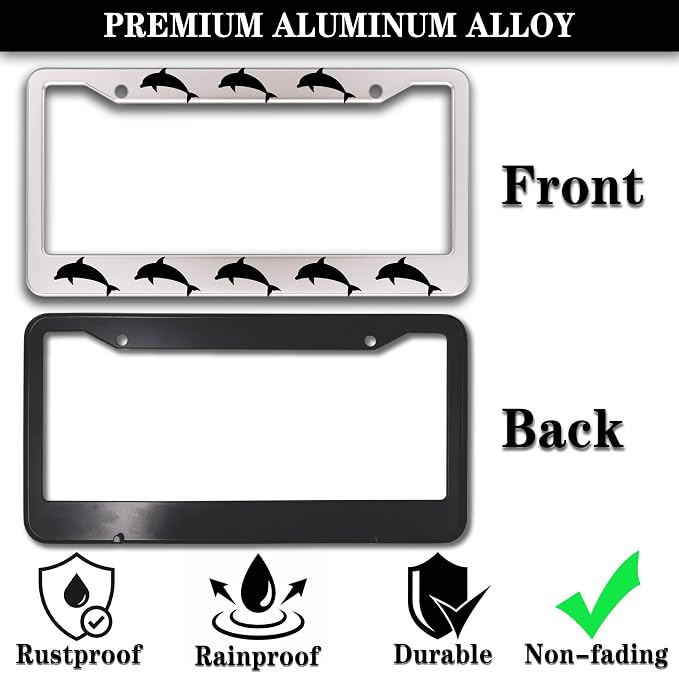 License Plate Frames for Women Black and White License Plate Protector for Men - Image 3