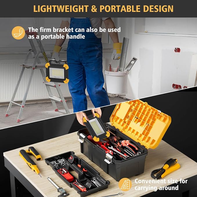 Rechargeable Magnetic Work Light, 40W Portable LED Flood Light Battery Powered - Image 7