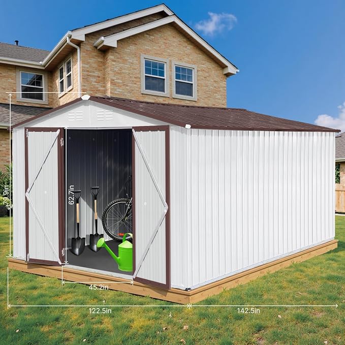 10 x 12 FT Outdoor Storage Metal Shed, Garden Bike Shed - Image 7