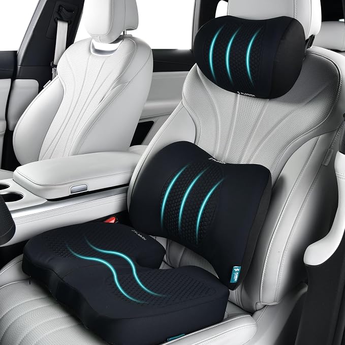 FLORICH 3 PCS Seat Cushion for Carseat Lumbar Support Pillow Car Neck Headrest by FLORICH