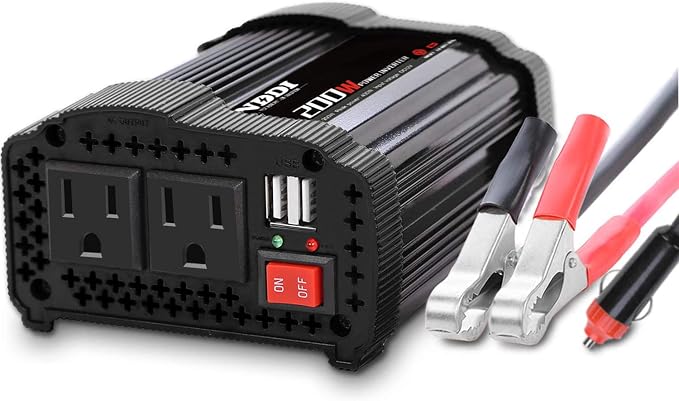 NDDI 200W Car Power Inverter 12V DC to 110V AC Converter by NDDI+POWER