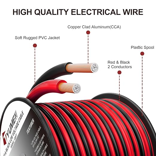 8 Gauge Wire 25FT, 8AWG Red Black Electrical Wire LED Strips Extension Cord - Image 2