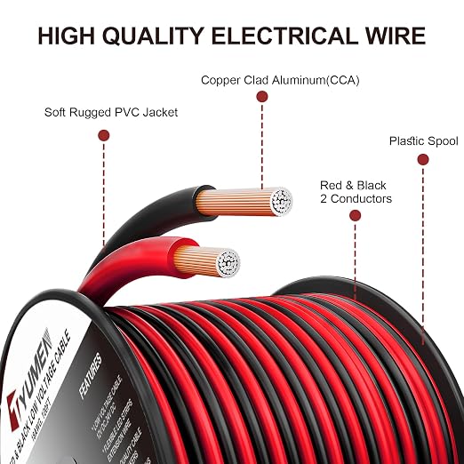 16 Gauge Wire 100FT, 16/2 AWG Red Black Hookup Electrical Wire LED Strips - Image 2