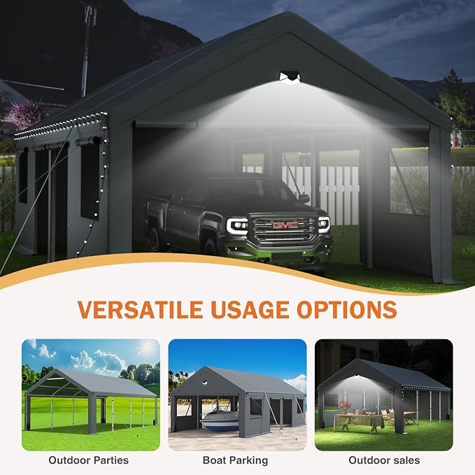 Carports 13X25 Heavy Duty, Portable Car Port Garage, Carport Canopy - Image 9
