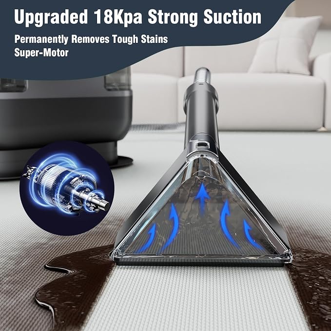 18Kpa Carpet Cleaner Machine, 500W Portable Carpet Spot and Upholstery Cleaner - Image 2