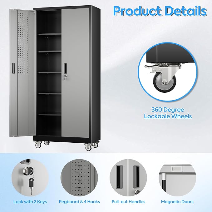 71" H×32" W×16" D Garage Storage Cabinet - Image 4