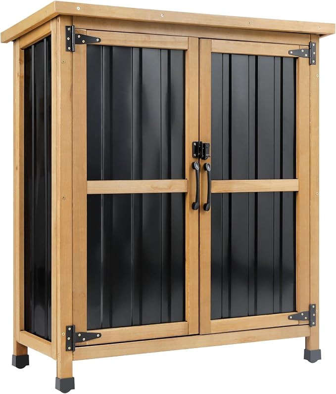 Wood & Metal Outdoor Storage Cabinet by Gowoodhut