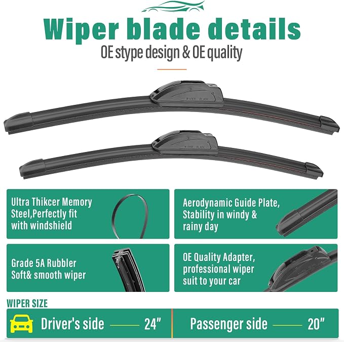 24" 20" 12" Windshield Wiper Blades Replacement - Image 3