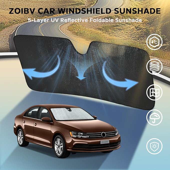 Windshield Sun Shade for Volkswagen VW Jetta 2011-2018 - Image 3