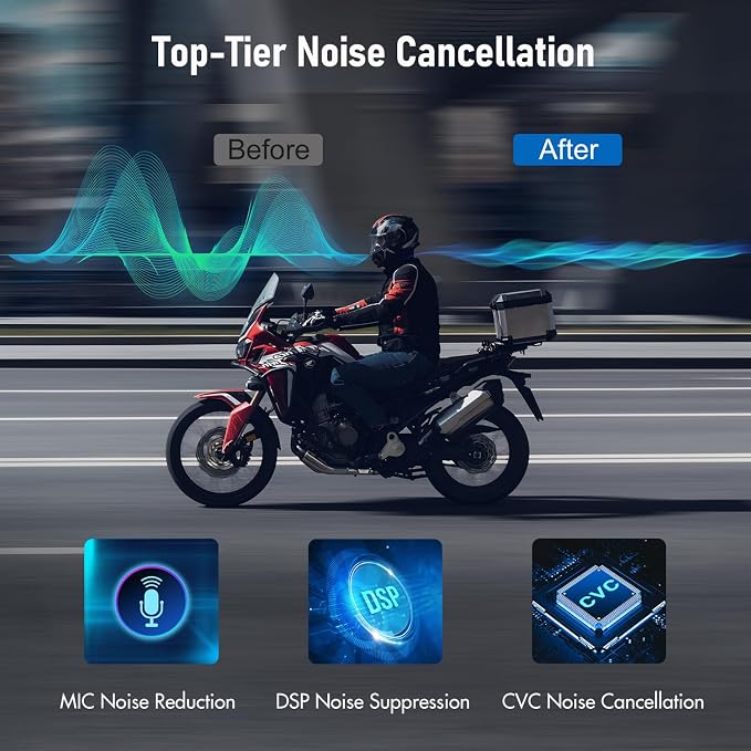 TK-X4SC Motorcycle Bluetooth Headset, 6 Riders 2000m Helmet Intercom - Image 3