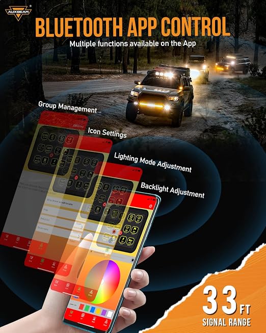 Auxbeam RGB 12 Gang Bluetooth Switch Panel AC-1200 w/165FT Long Range 433MHz - Image 5