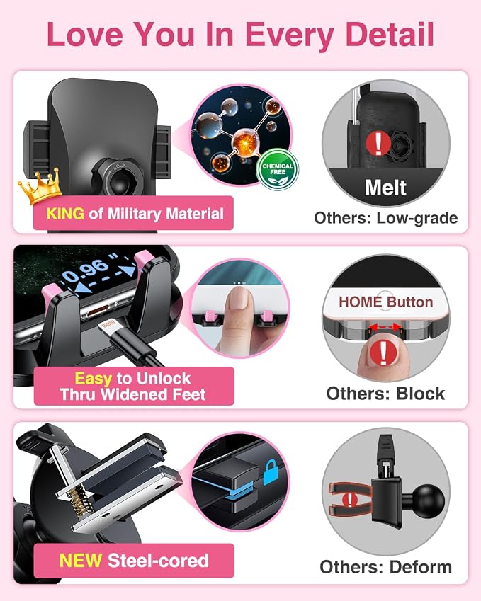 VANMASS Cell Phone Mount Car Dashboard Window Vent Desk Fit - Image 5