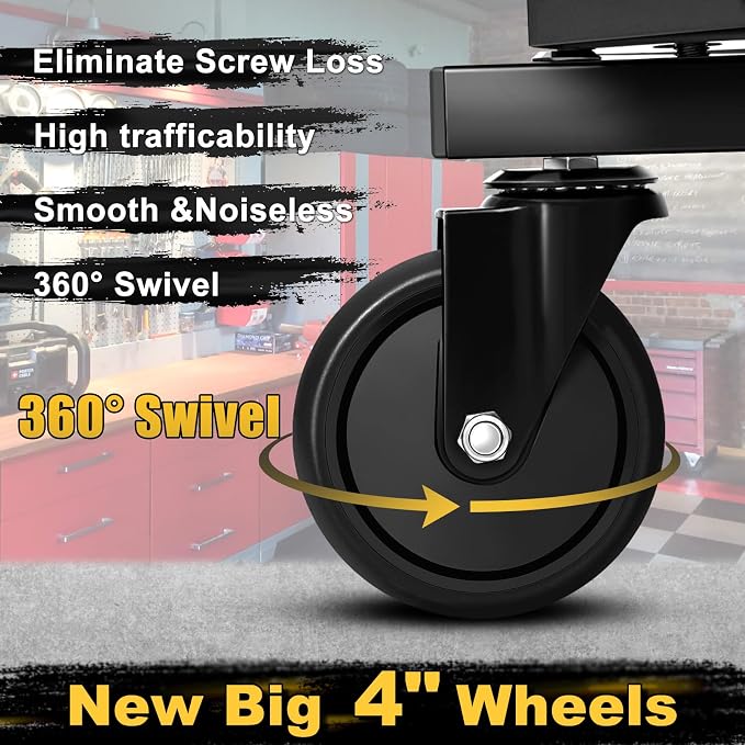 Rolling Stool with Wheels, Adjustable Height Pneumatic Garage Work Mechanic - Image 6