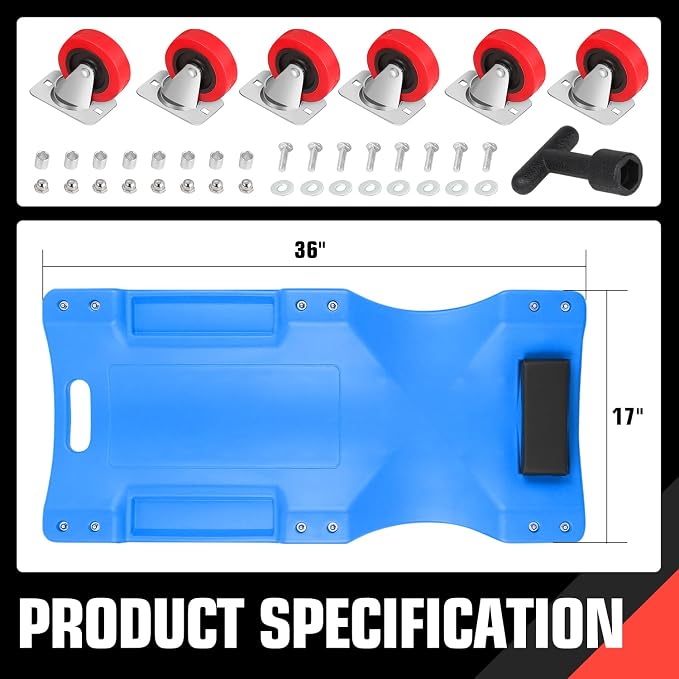 DNA MOTORING 36" L X 17" W x 4.25" H Vehicle Repair Low Profile Automotive - Image 2