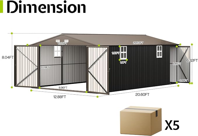 Jocisland 13.2x20.7x8 FT Heavy Duty Carport, Metal carport - Image 2