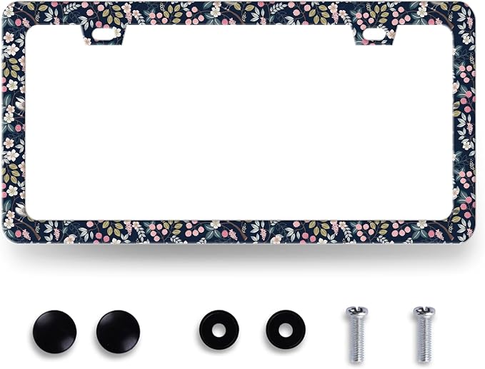 Blue Floral Flowers License Plate Frame Beautiful Flower License Plate Holder by RNKATIH