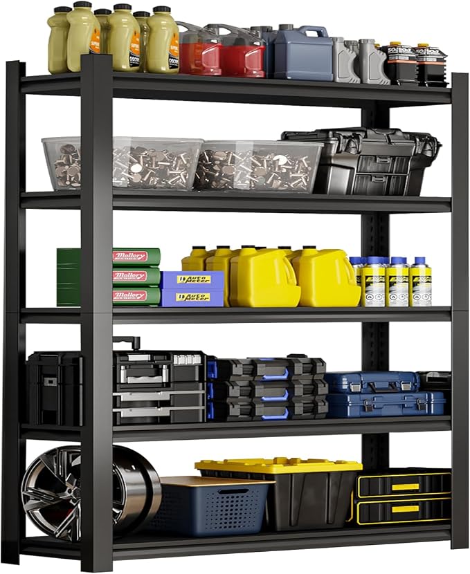 72''H Garage Shelving Heavy Duty, 2500LBS Storage Shelves, 5-Tier Adjustable by Qxdyt