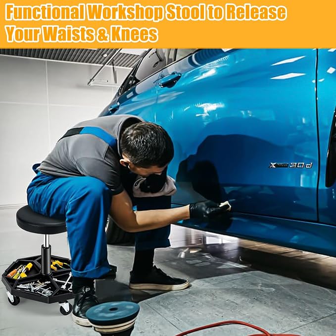Adjustable Mechanic Rolling Stool, Pneumatic Rolling Stool - Image 8