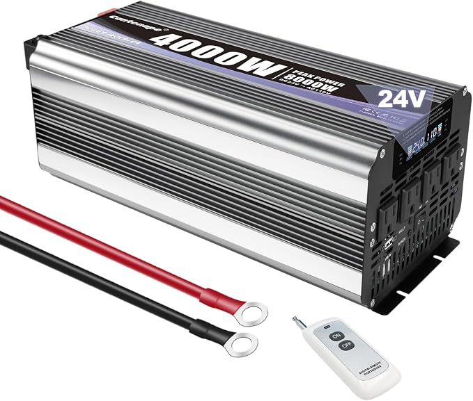 4000 Watt Power Inverter, Car Inverter 24V DC to 110V/120V AC Converter by Cantonape
