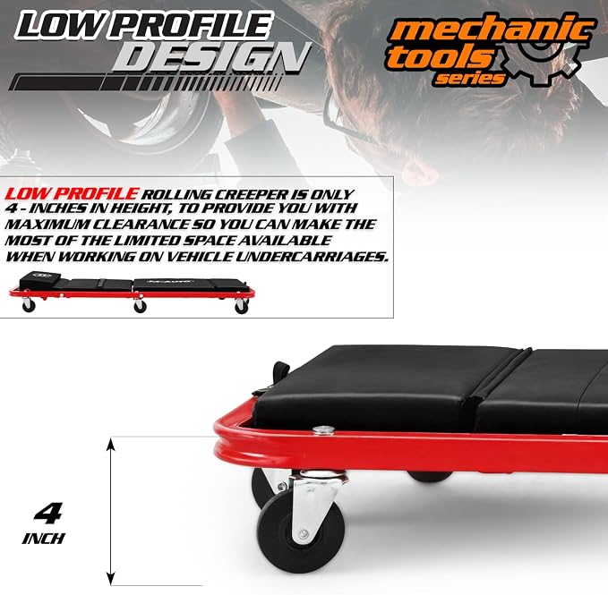 M-AUTO Heavy-Duty Convertible Mechanic Creeper, Z-Creeper 2-in-1 Creeper and - Image 6